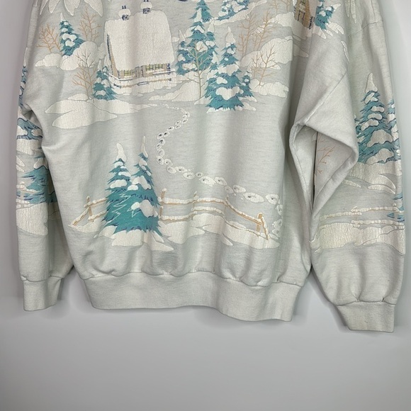 Vintage Winter AOP Ski Puffy Paint Sweatshirt XL/XXL - Picture 6 of 10